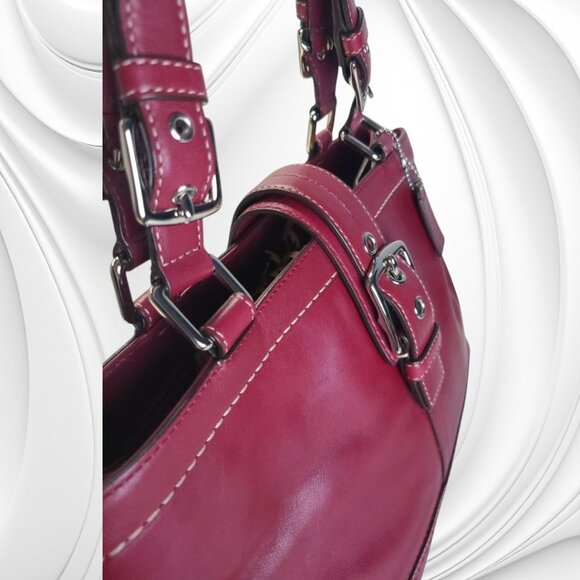 COACH Hamptons Satchel in burgundy/berry red Y2K - Picture 8 of 12